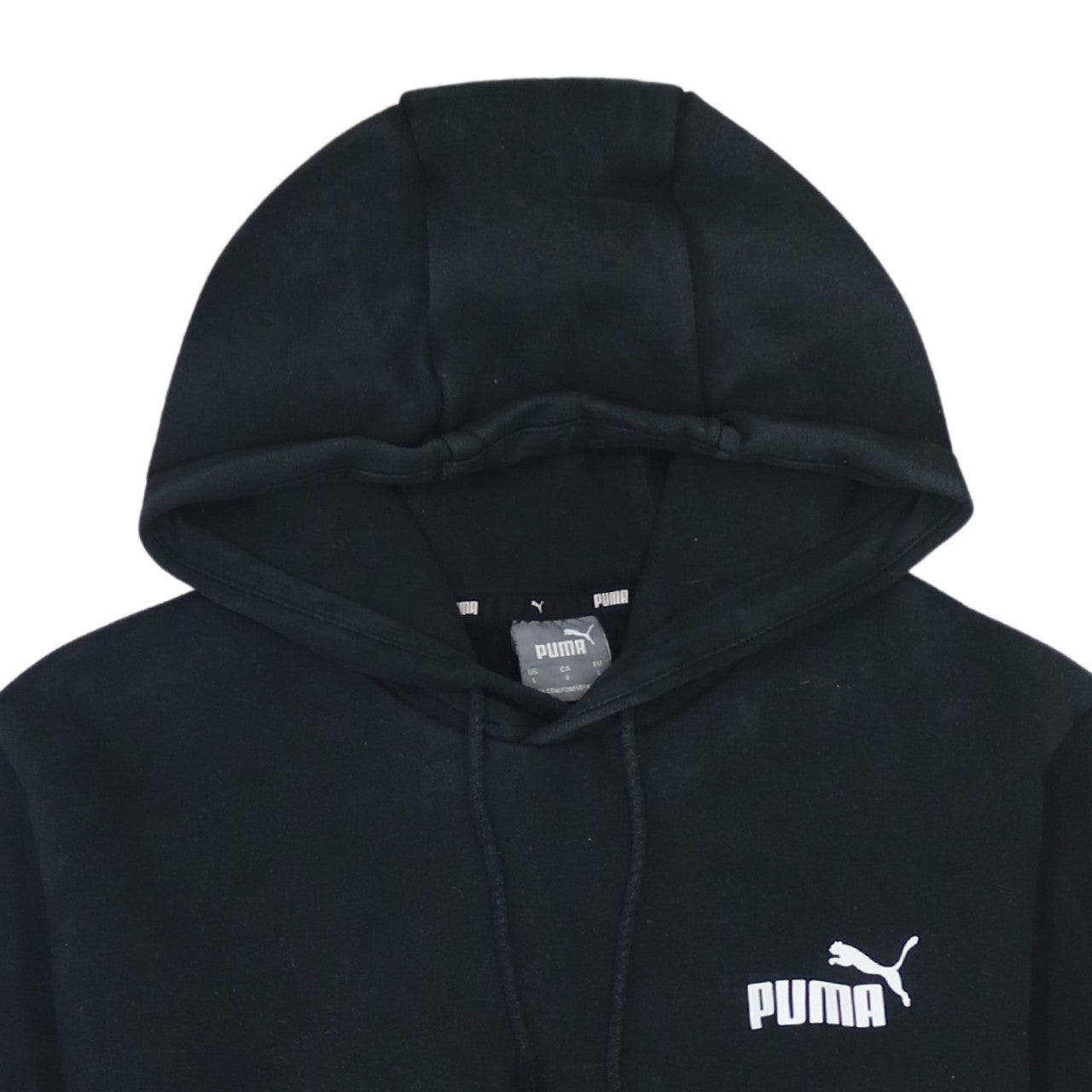 Puma Men's Black Pullover Hoodie L Logo Fleece Sweatshirt