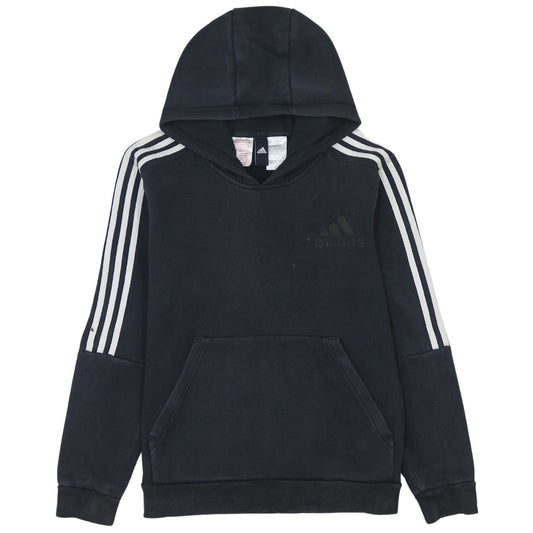 Adidas Boys Black Pullover Hoodie 13-14 Years Classic 3-Stripes Design