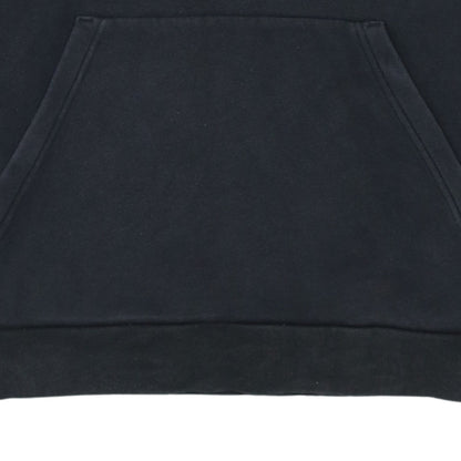 Brand and care label for Adidas boys’ black pullover hoodie 13-14 years classic 3-stripes design