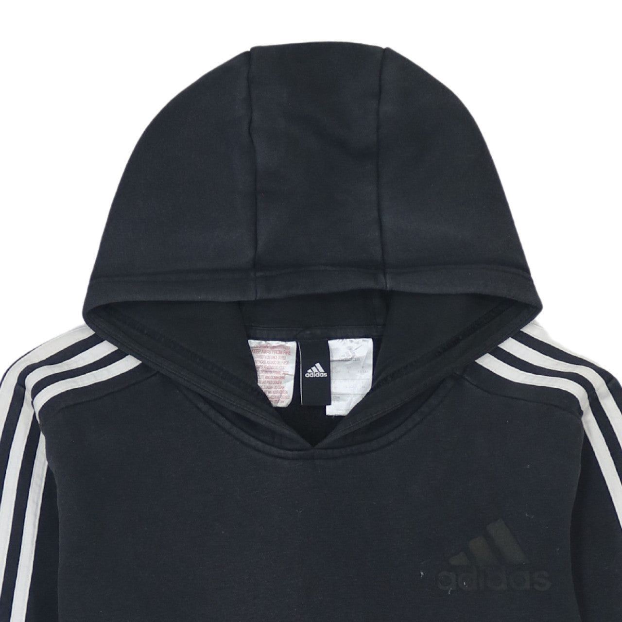 Adidas Boys Black Pullover Hoodie 13-14 Years Classic 3-Stripes Design
