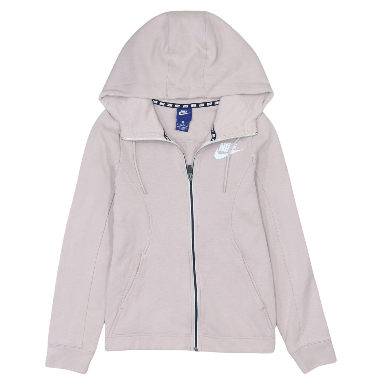 Nike Womens Beige XS Full Zip Hooded Sweatshirt with Logo