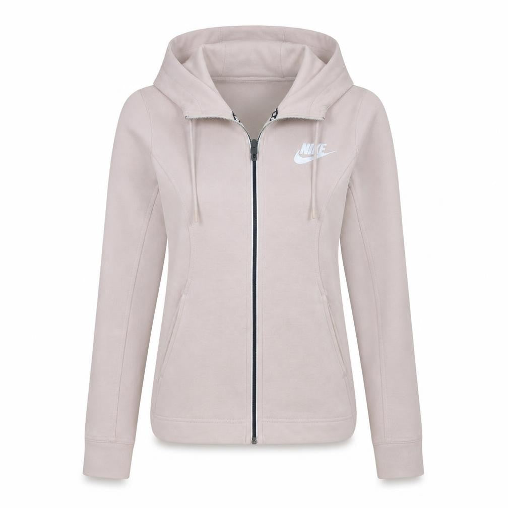 Nike Womens Beige XS Full Zip Hooded Sweatshirt with Logo