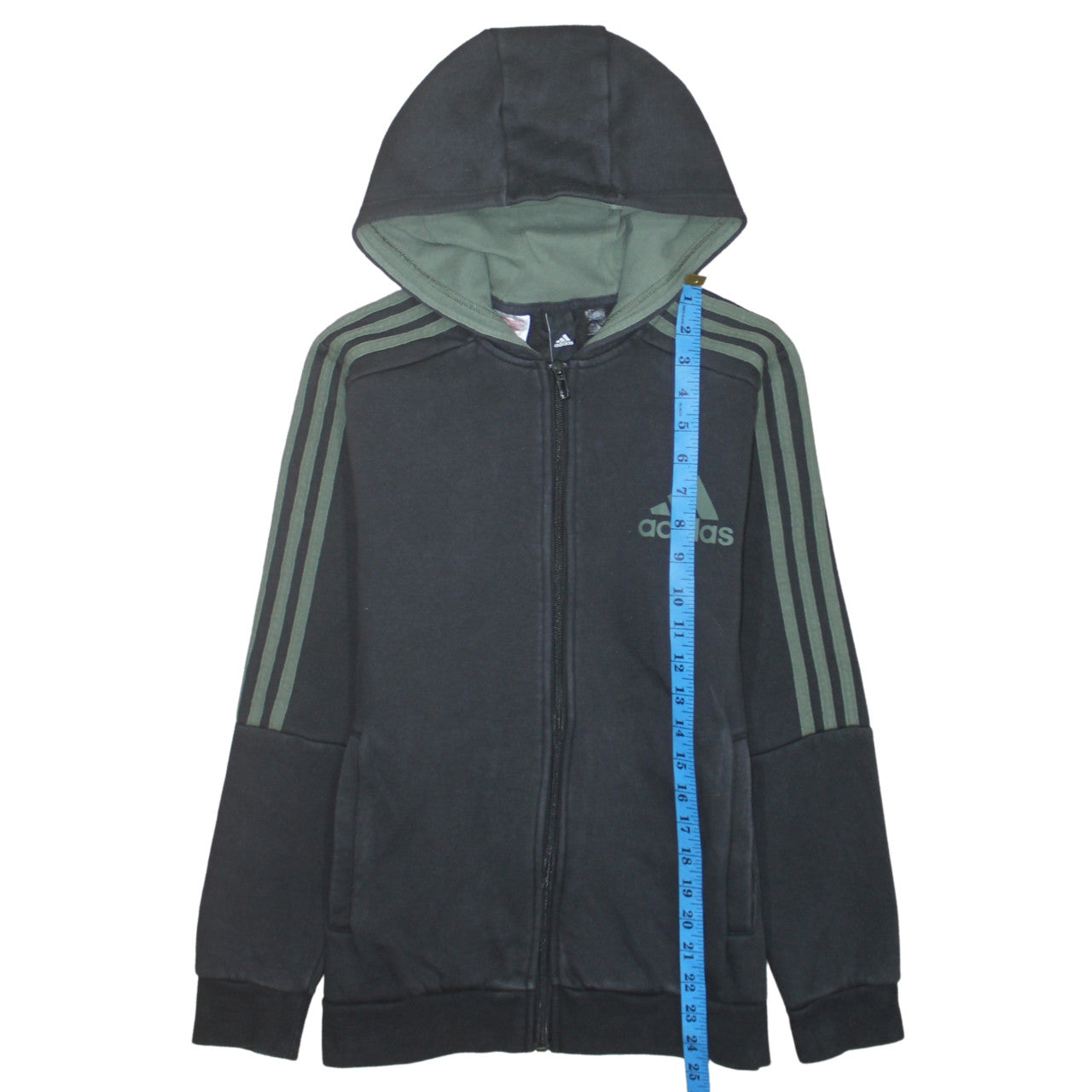 Adidas Boys Black Full Zip Hoodie 13-14 Years Hooded Sports Sweatshirt