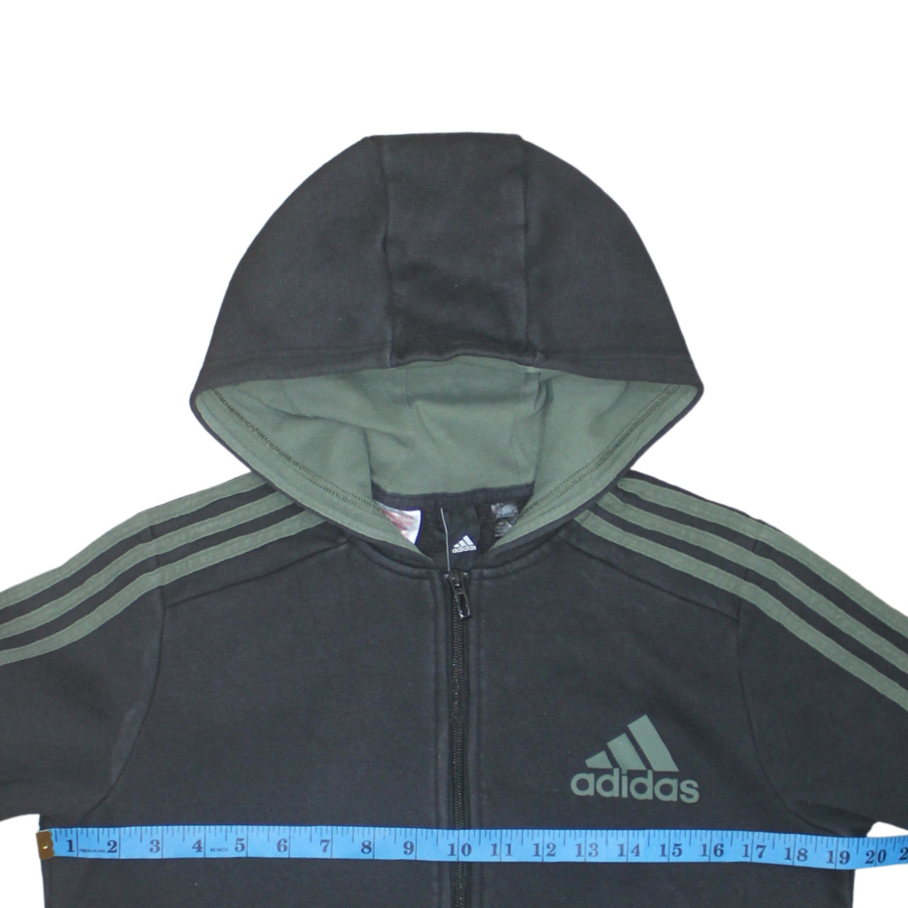 Adidas Boys Black Full Zip Hoodie 13-14 Years Hooded Sports Sweatshirt