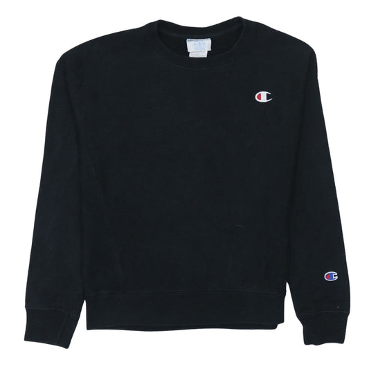 Champion Women Black Small Pullover Sweatshirt Logo Crew Neck