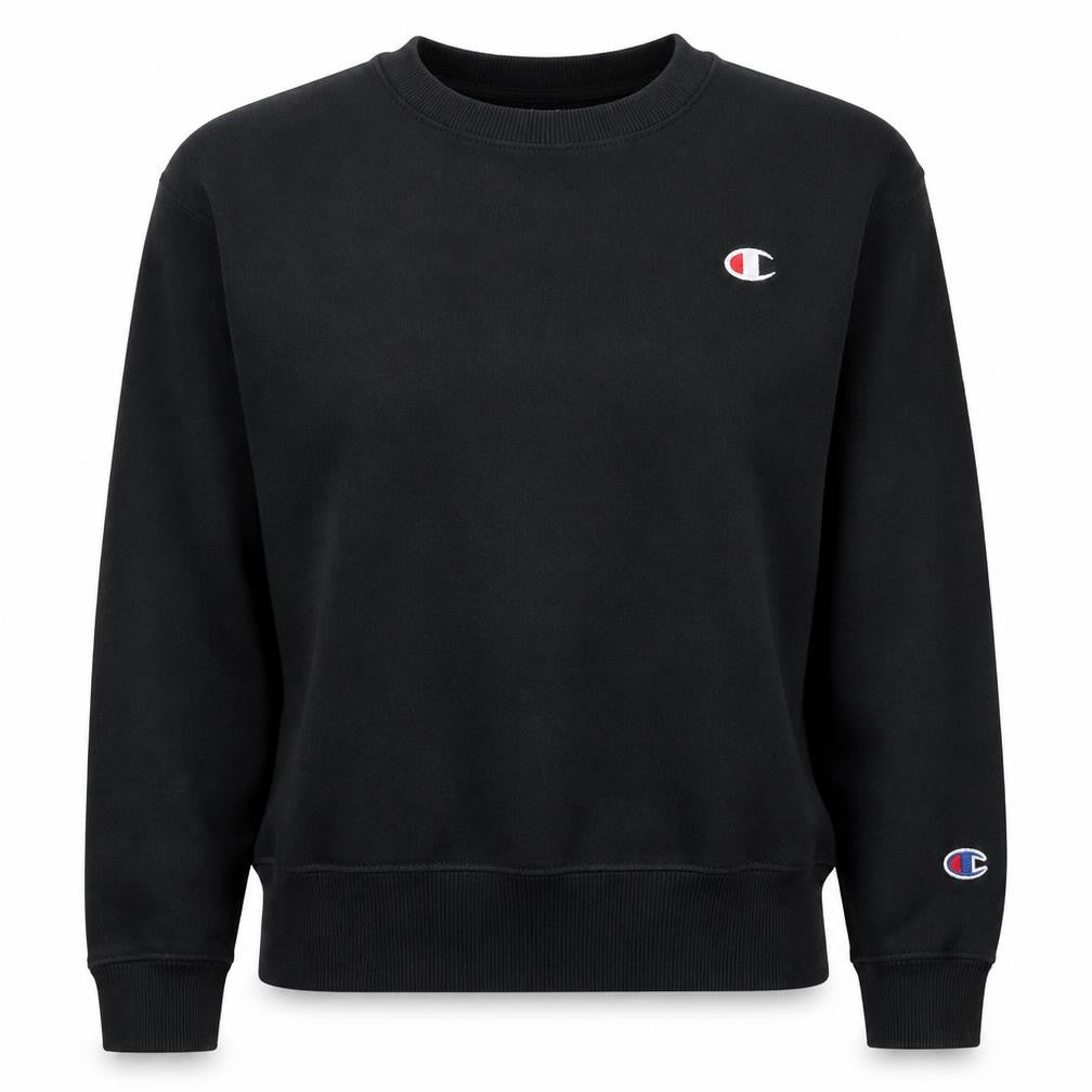 Champion Women Black Small Pullover Sweatshirt Logo Crew Neck