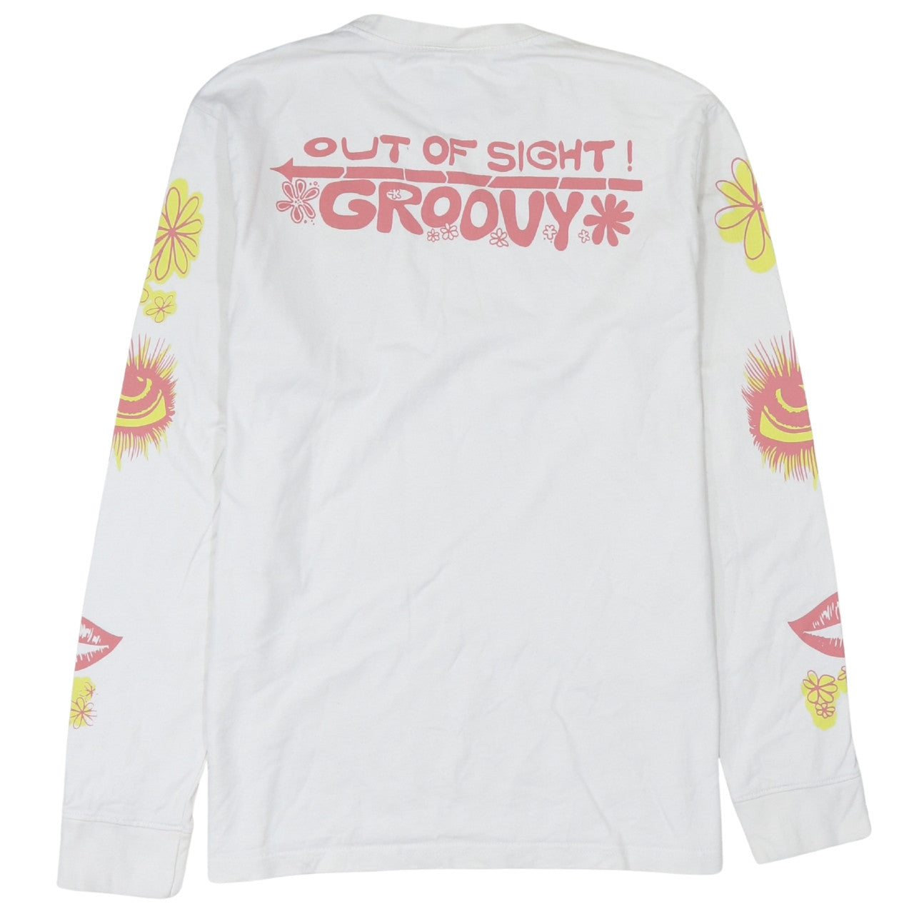 Levi's Men's White Relaxed Fit 60s Groovy Graphic Long Sleeve T-Shirt Size S