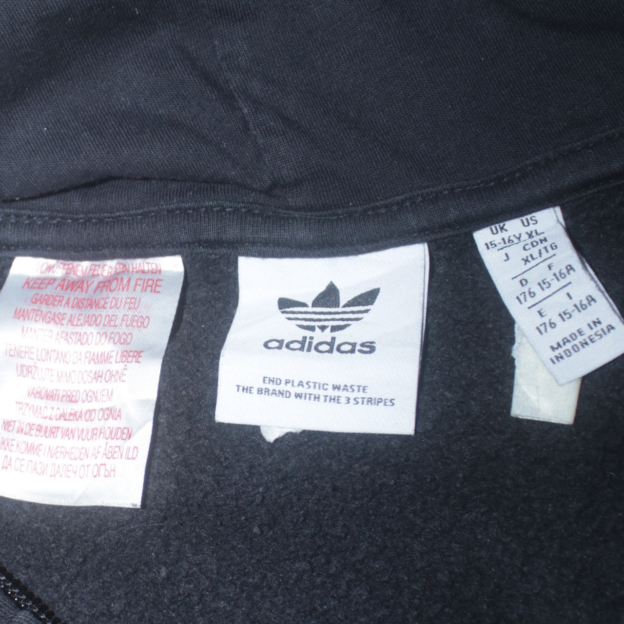 Adidas Boys Black Beige 1/2 Zip Hoodie XL 15-16 Years Colourblock Hooded Sweatshirt