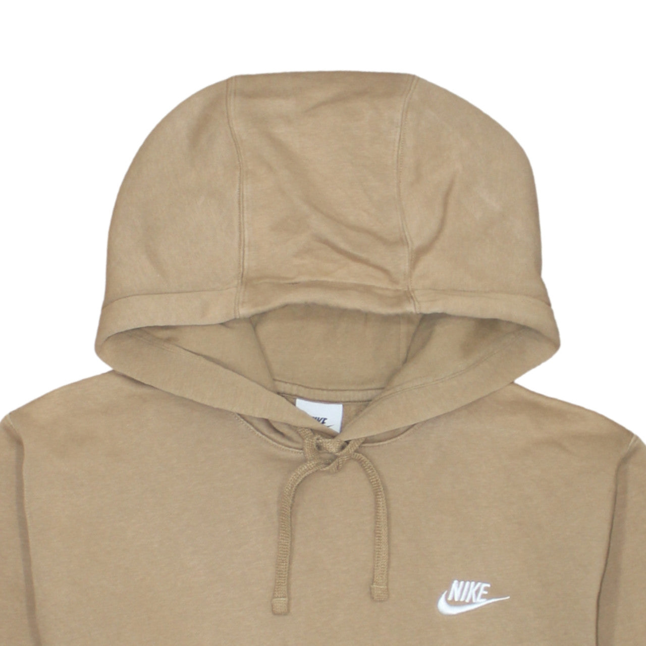 Nike Men's Beige Pullover Hoodie Small Logo Fleece Long Sleeve