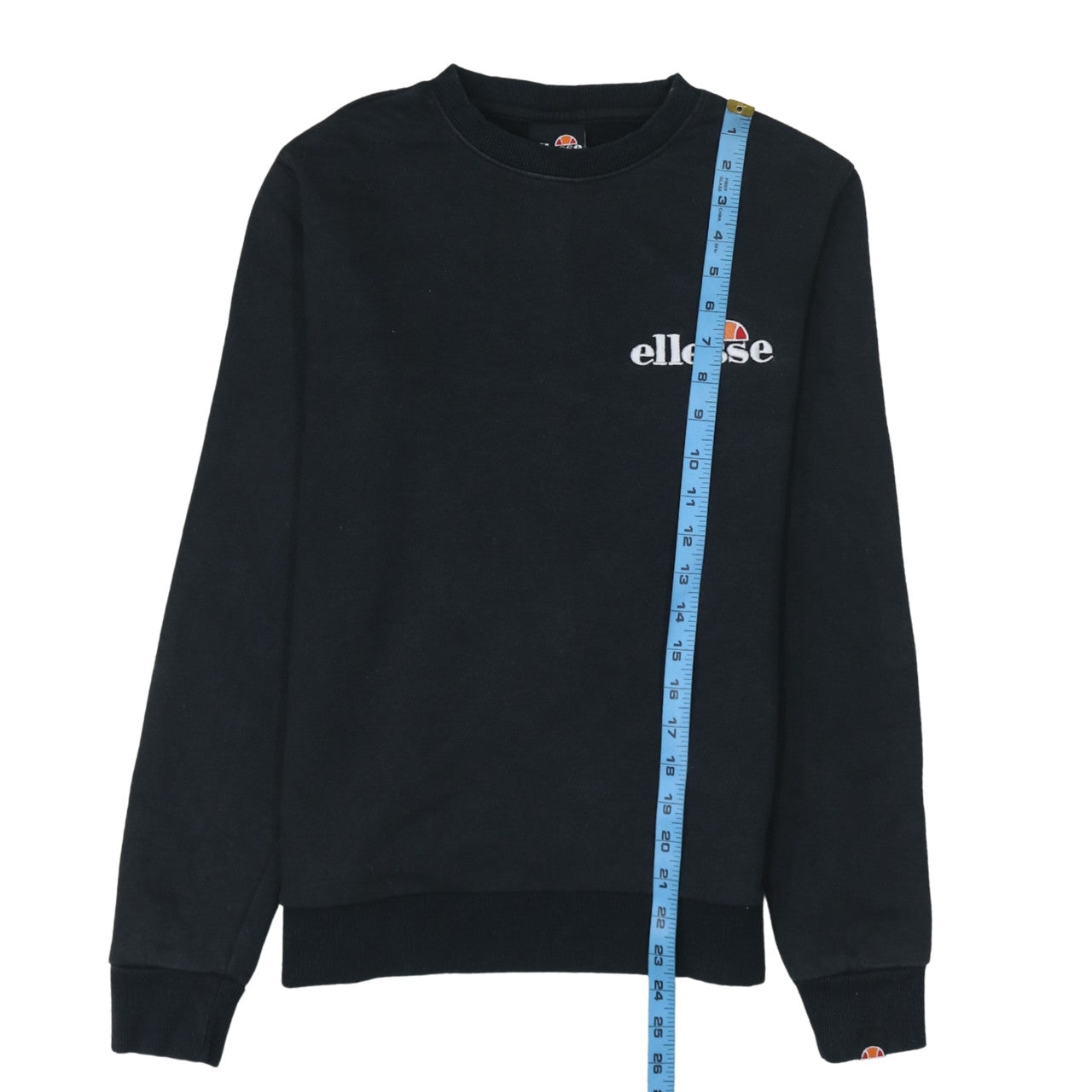Ellesse Women's Black Cotton Blend Crew Neck Sweatshirt UK 8