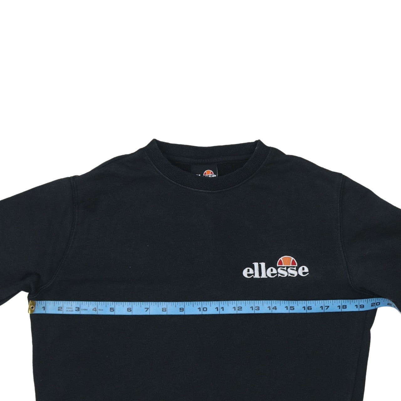 Ellesse Women's Black Cotton Blend Crew Neck Sweatshirt UK 8