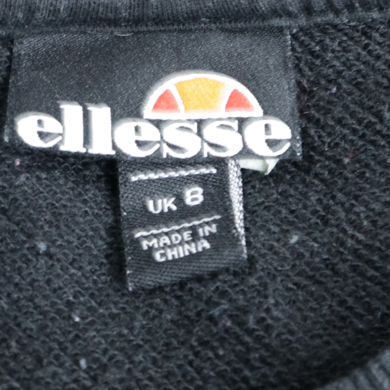 Ellesse Women's Black Cotton Blend Crew Neck Sweatshirt UK 8