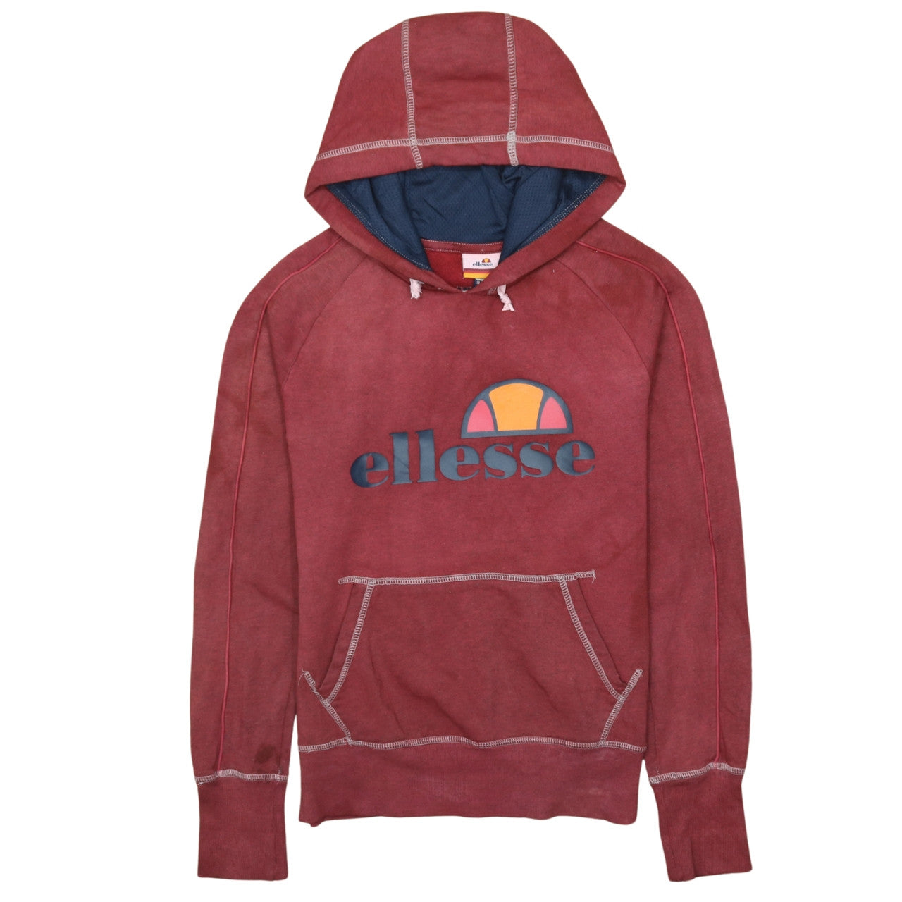 Ellesse Womens Red Hoodie Size 8 Pullover Logo Sweatshirt