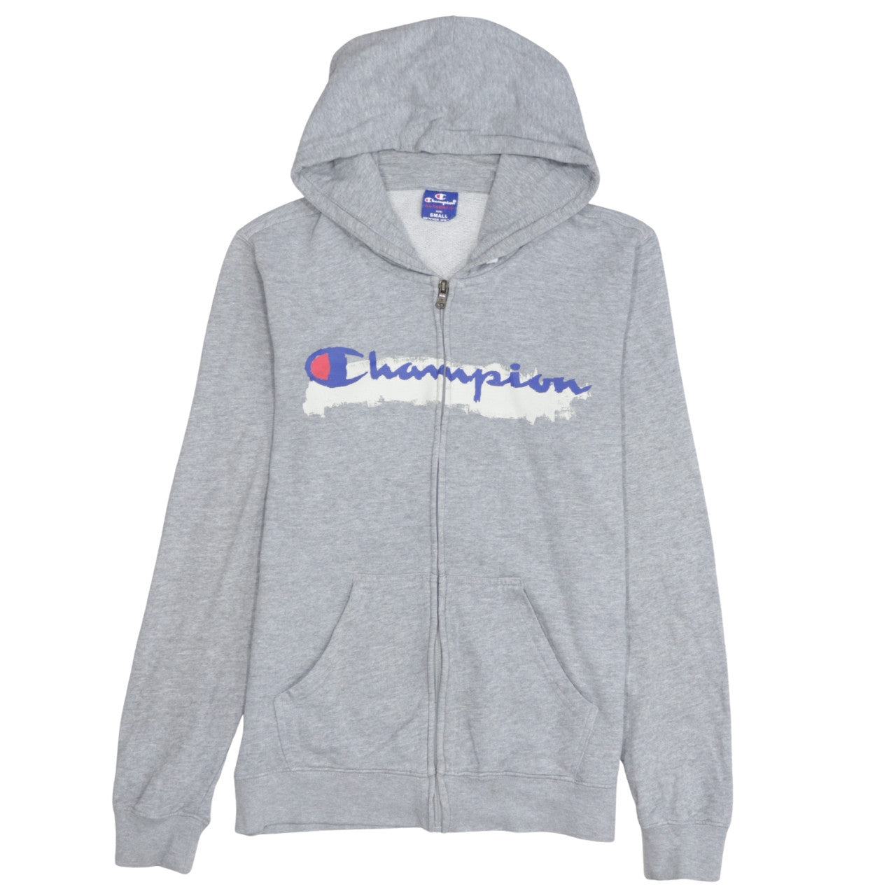 Champion Men's Grey Full Zip Hoodie Small Logo Sportswear