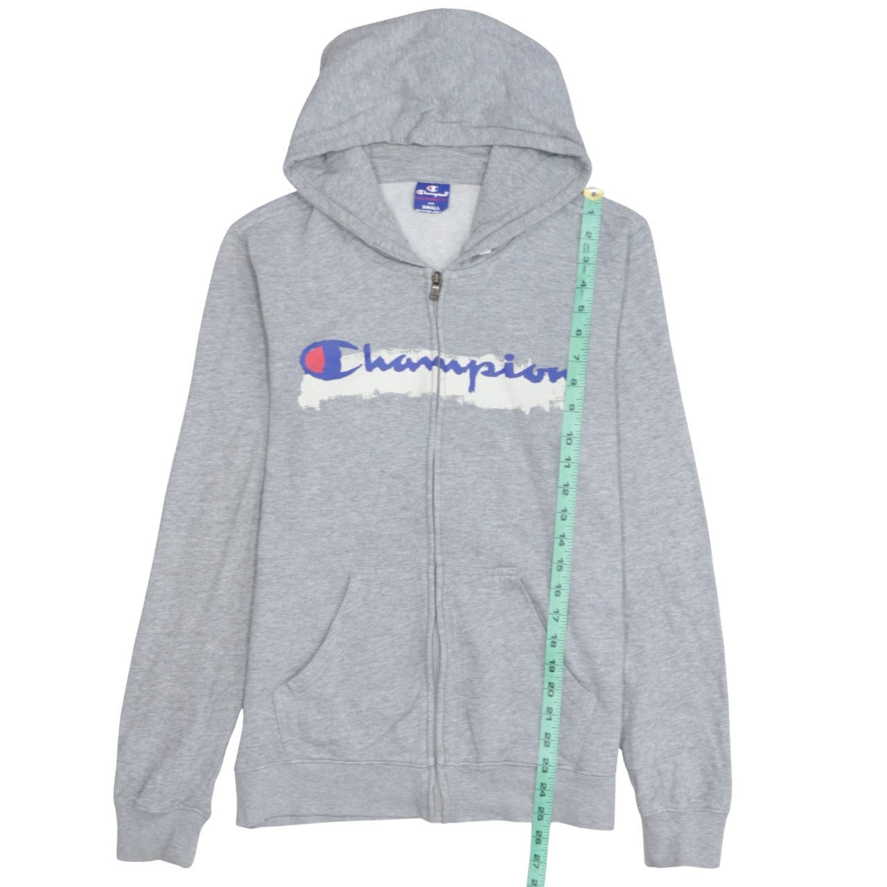 Champion Men's Grey Full Zip Hoodie Small Logo Sportswear