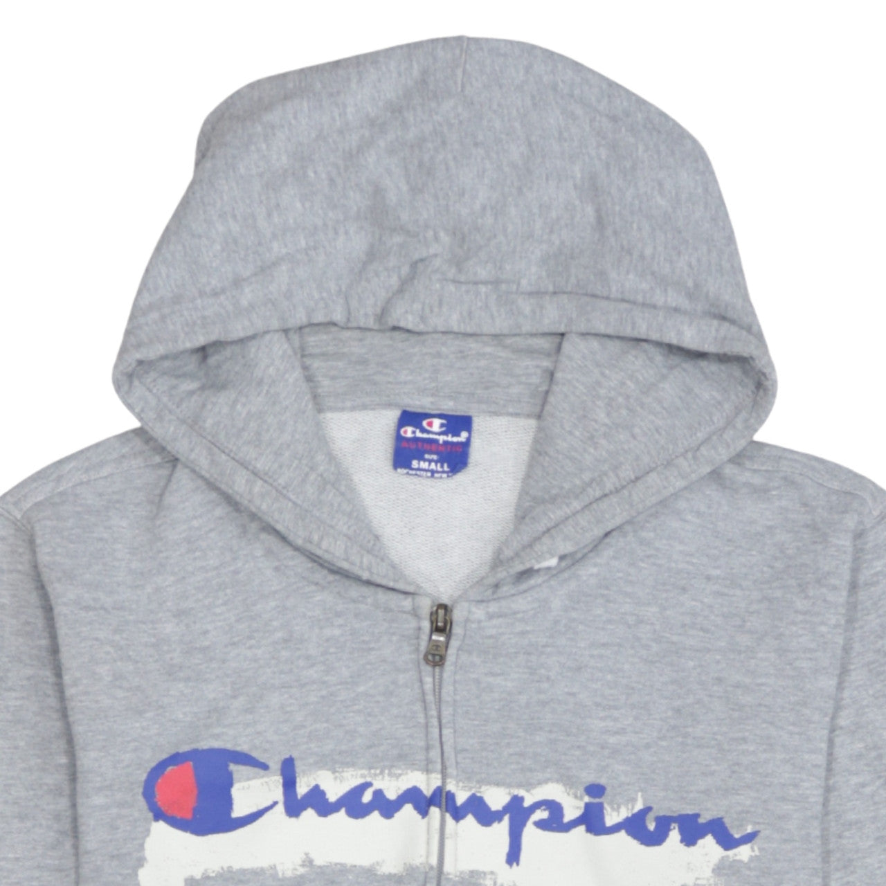 Champion Men's Grey Full Zip Hoodie Small Logo Sportswear