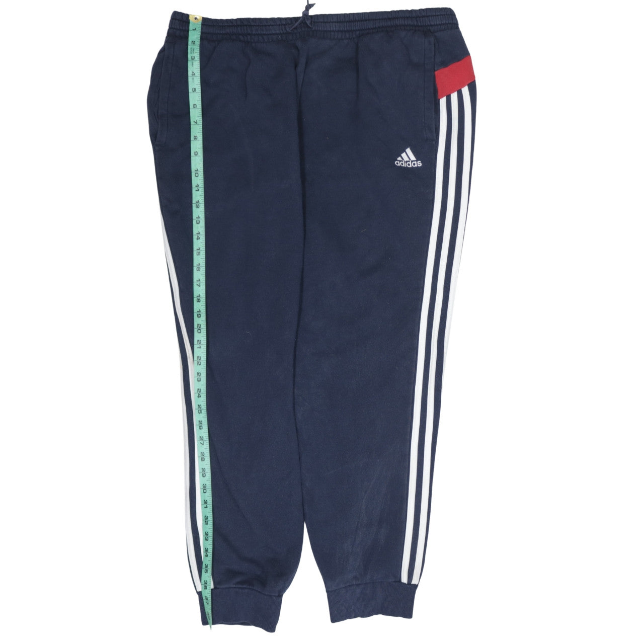 adidas Men Blue XL Jogger Trousers Elastic Waist Fleece Side Stripe