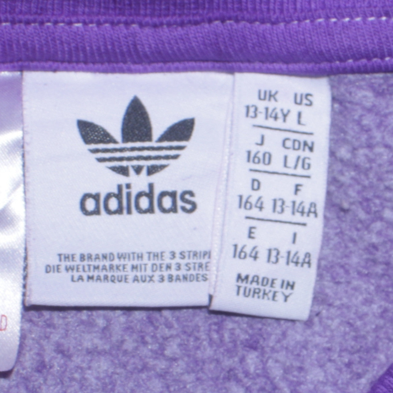 Adidas Boys Purple Camouflage Logo Sweatshirt Size 13-14 Years