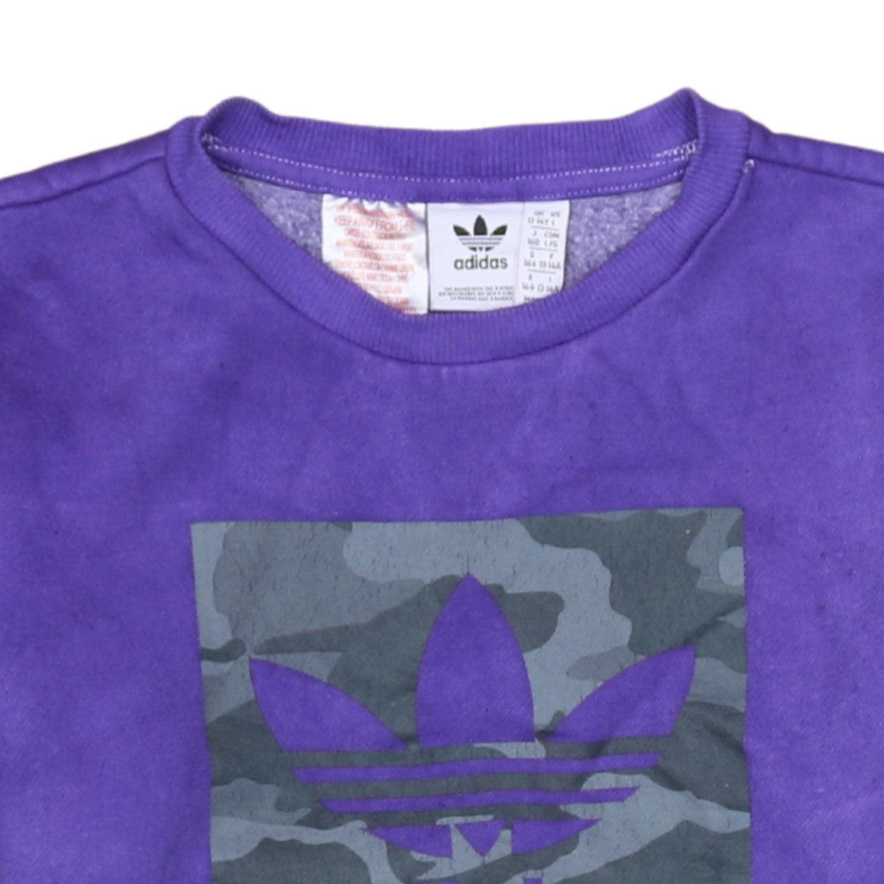 Adidas Boys Purple Camouflage Logo Sweatshirt Size 13-14 Years