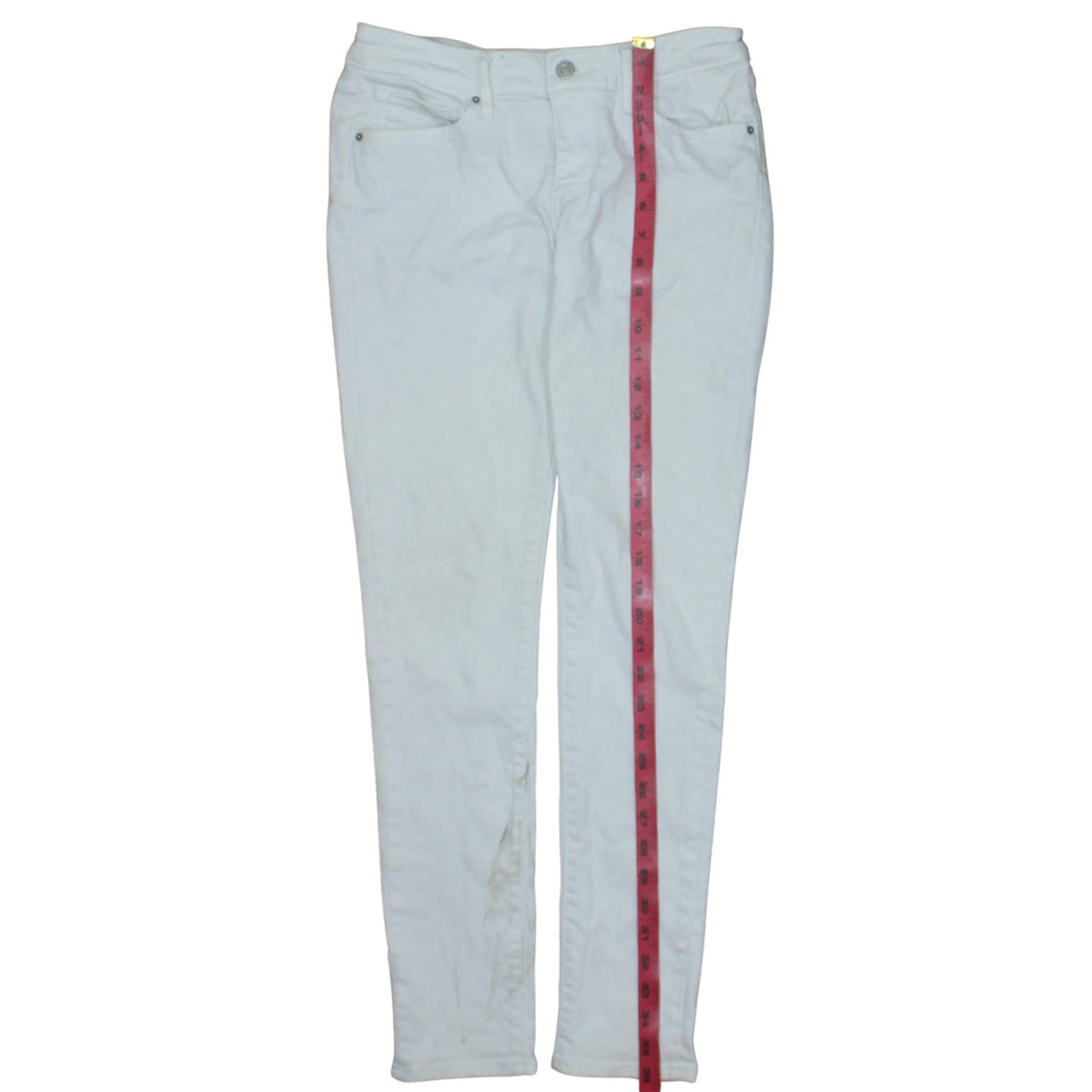Preloved Levi's Women's White 711 Skinny Jeans Size 27 Mid Rise Denim - Detail