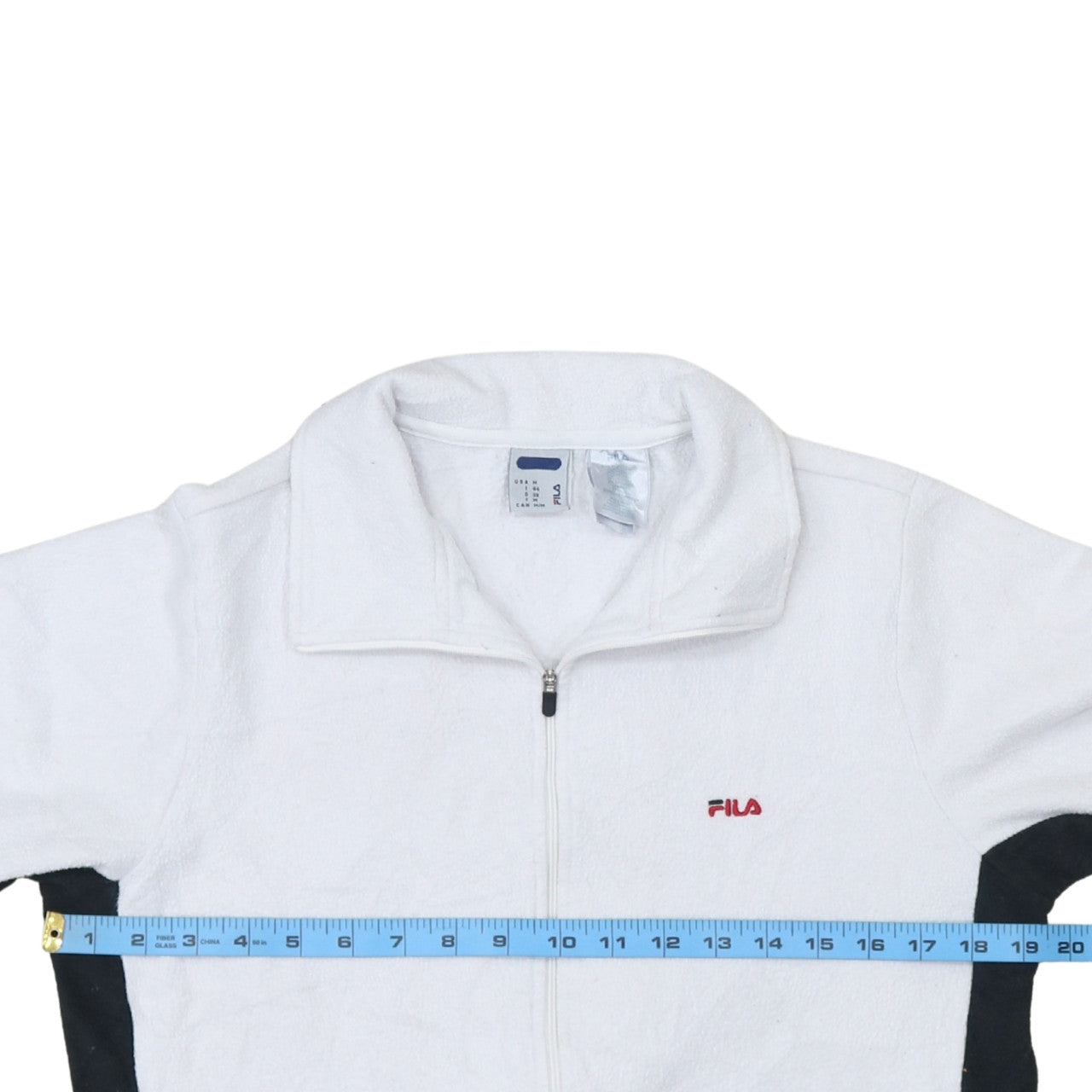 Fila Womens White Fleece Full Zip Jacket Size 12 Regular Fit