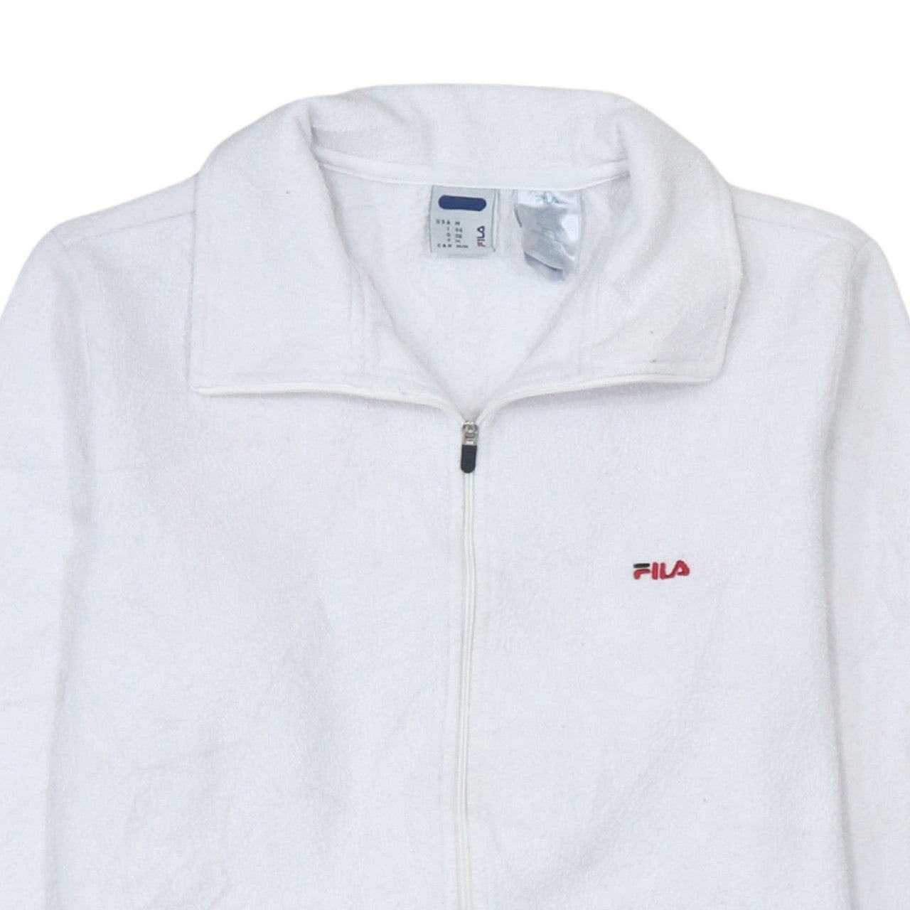 Fila Womens White Fleece Full Zip Jacket Size 12 Regular Fit