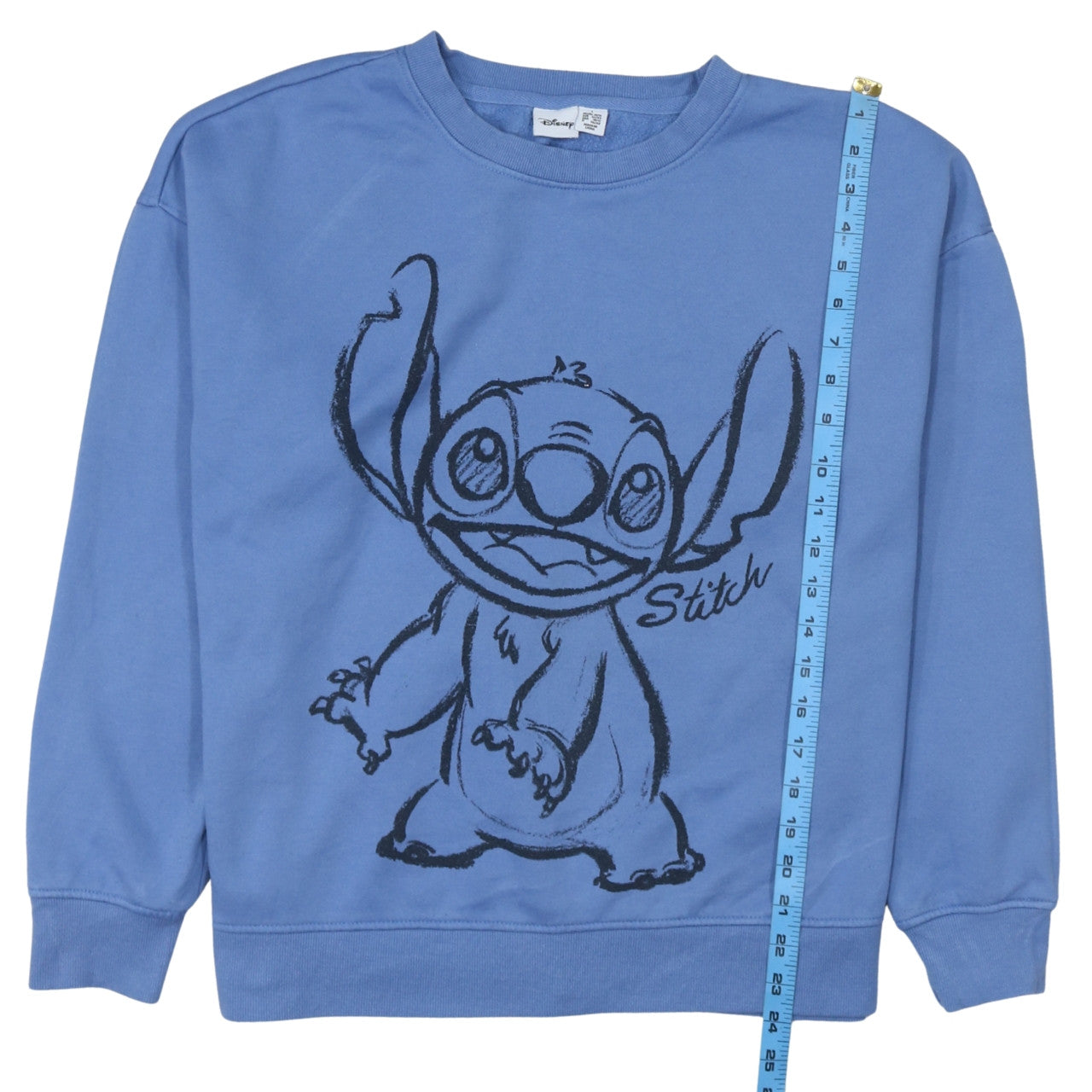 Disney Women Blue Stitch Sweatshirt L 14/16 Pullover Cotton Blend
