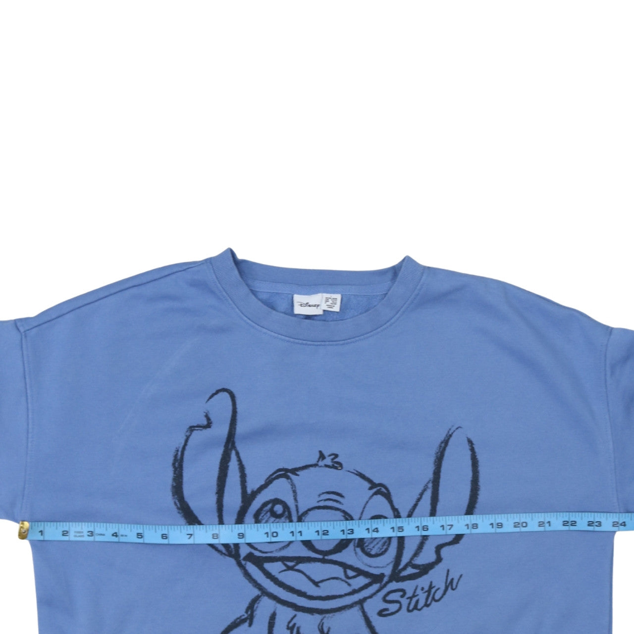 Disney Women Blue Stitch Sweatshirt L 14/16 Pullover Cotton Blend
