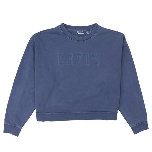 Levi's Women Blue Logo Crew Neck Pullover Sweatshirt Size L