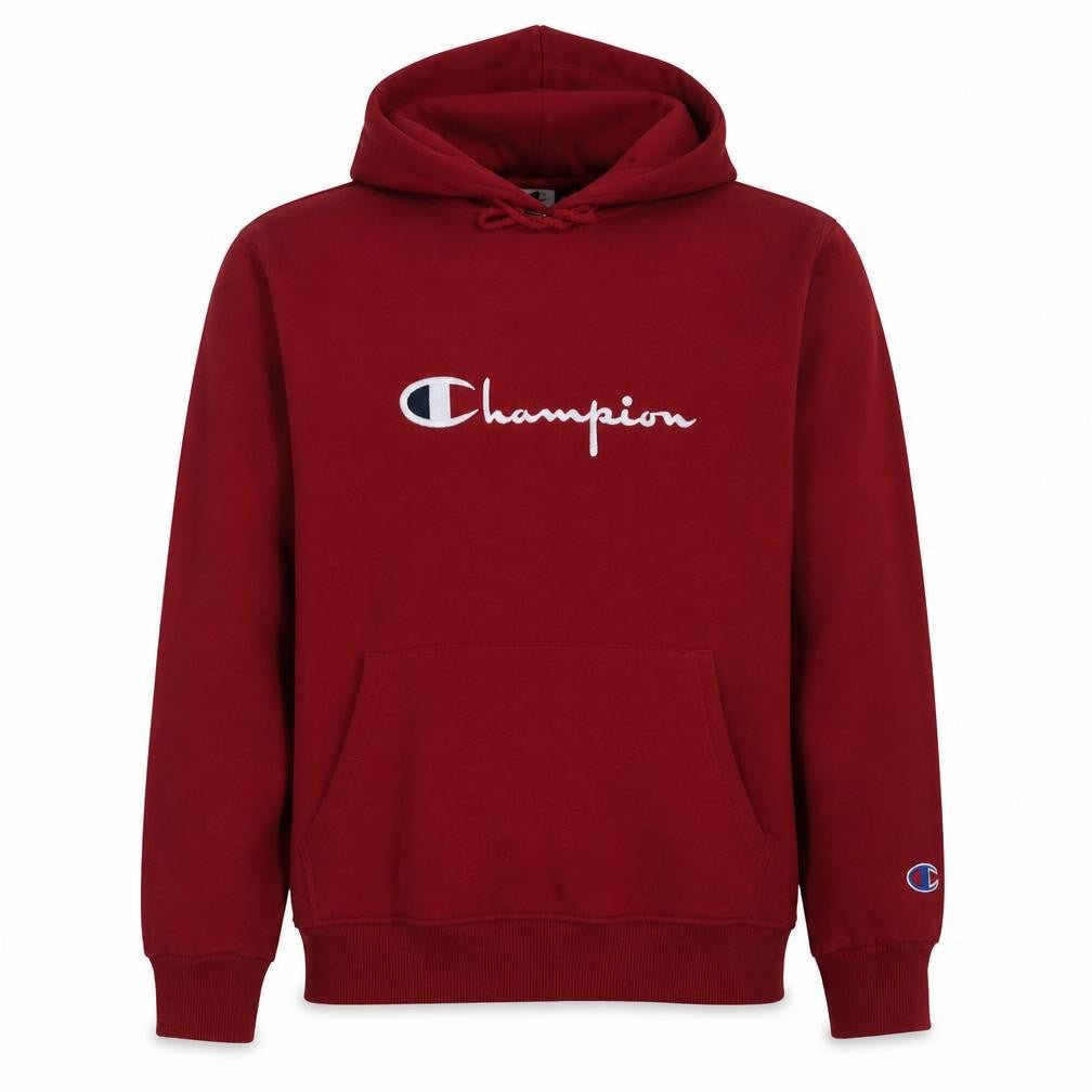 Champion Men's Red XL Pullover Hoodie Embroidered Logo Cotton