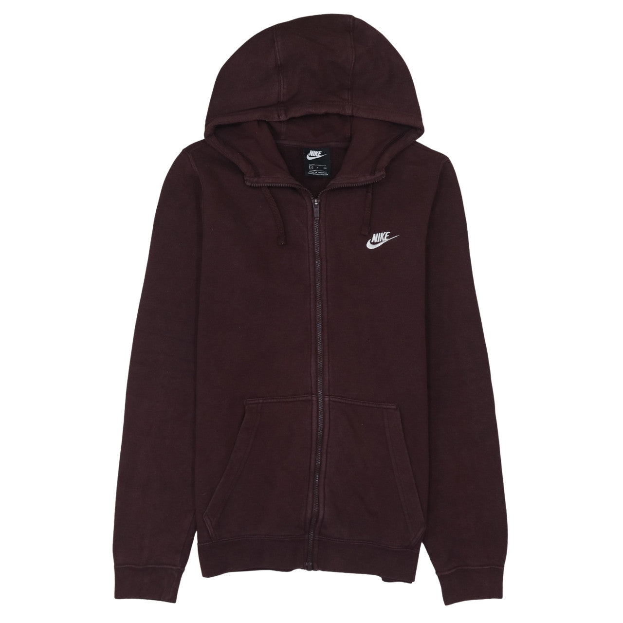 Nike Men's Brown Full Zip Hoodie S Regular Fit Logo Sweatshirt