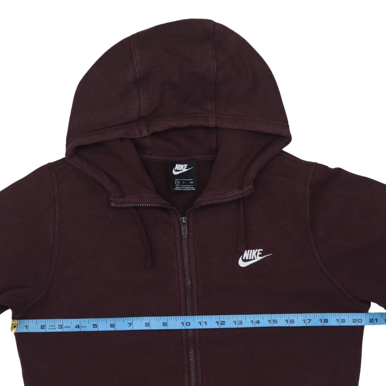 Nike Men's Brown Full Zip Hoodie S Regular Fit Logo Sweatshirt