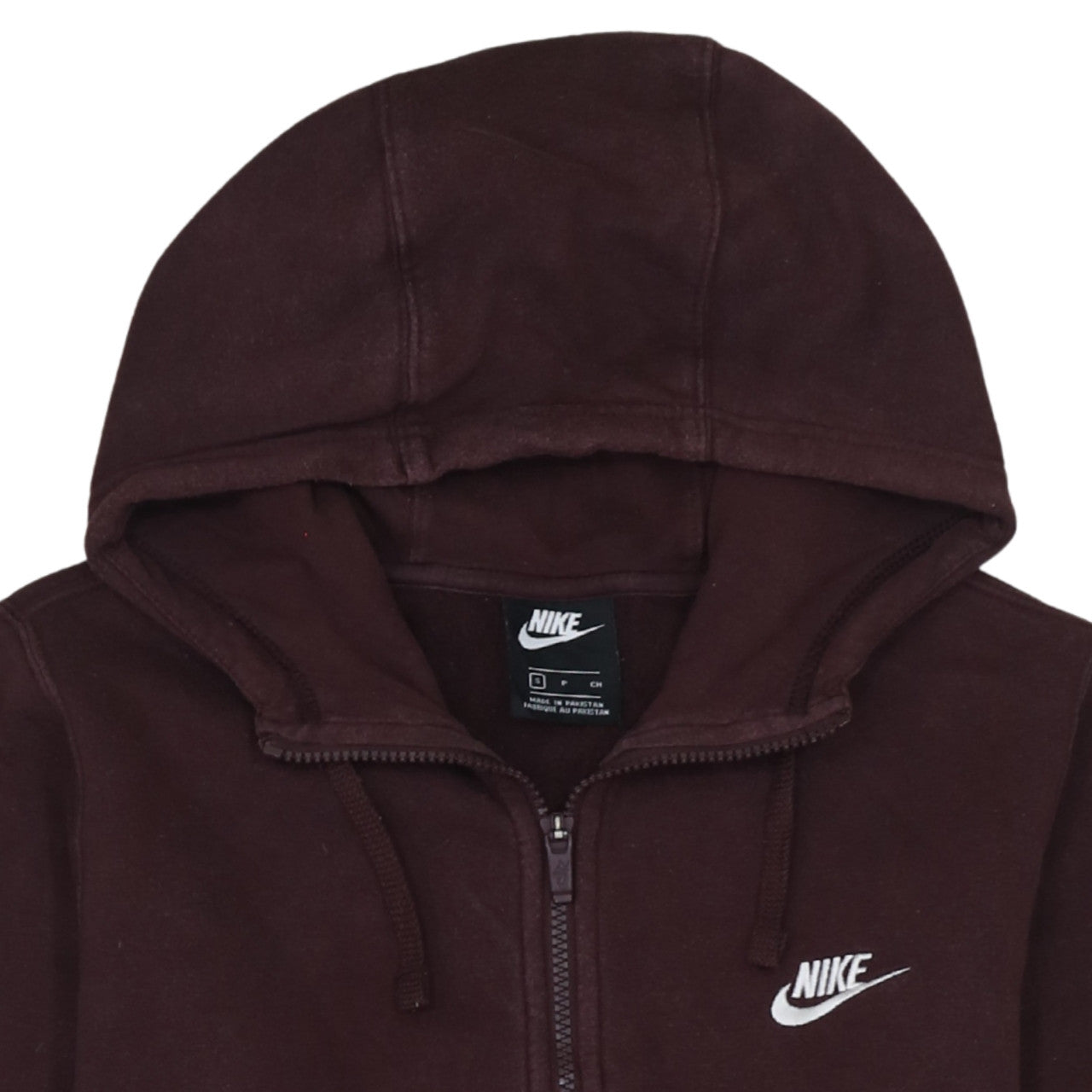 Nike Men's Brown Full Zip Hoodie S Regular Fit Logo Sweatshirt