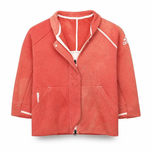Adidas Womens Coral Red Full Zip Sweatshirt Size M 12-14 Lined Pockets
