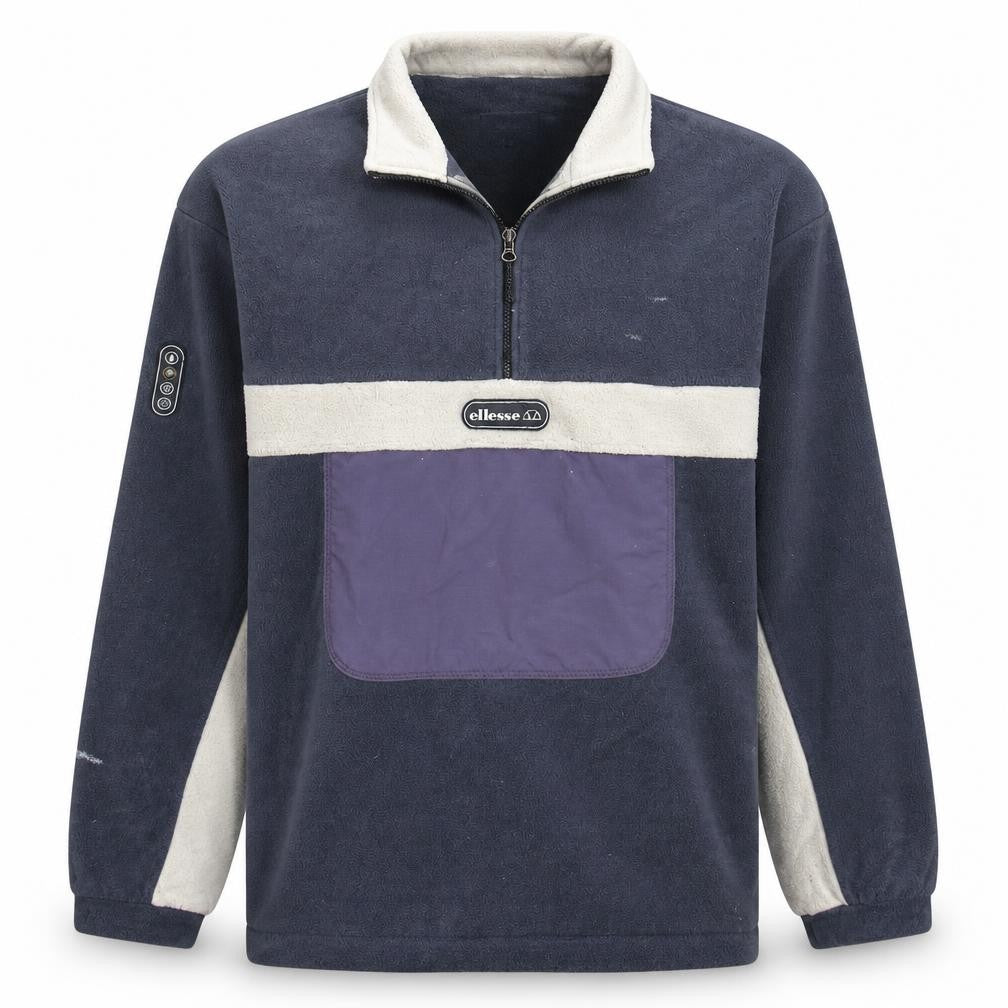 Ellesse Mens Blue XL Fleece 1/2 Zip Retro Pullover Sweatshirt