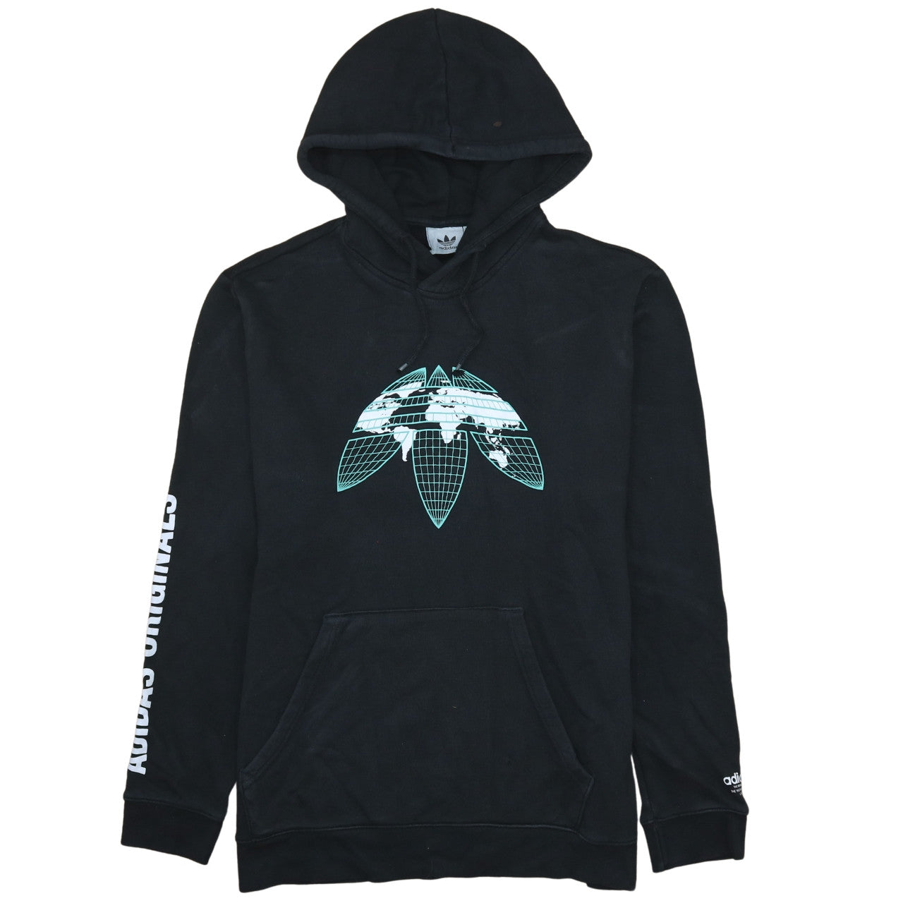 Adidas Mens Black Pullover Hoodie L Graphic Logo Sportswear