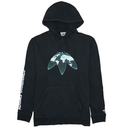 Adidas Mens Black Pullover Hoodie L Graphic Logo Sportswear