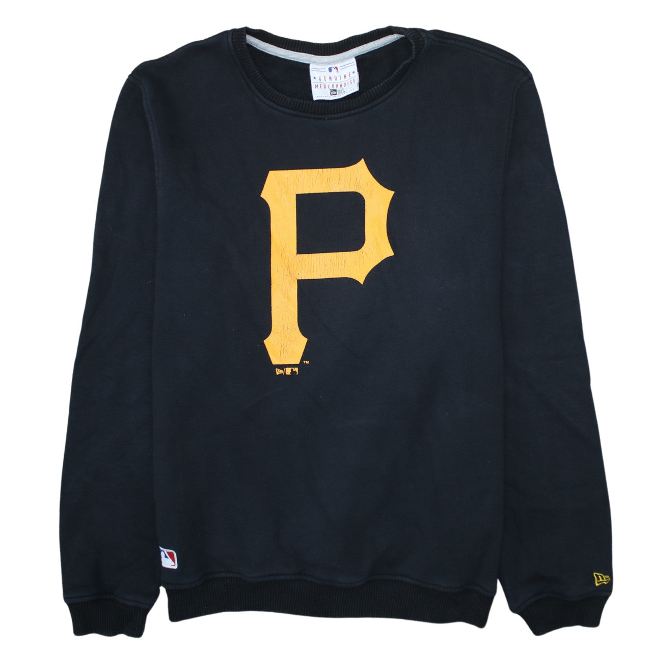 New Era Men Black L Pullover Crew Neck Baseball Sweatshirt