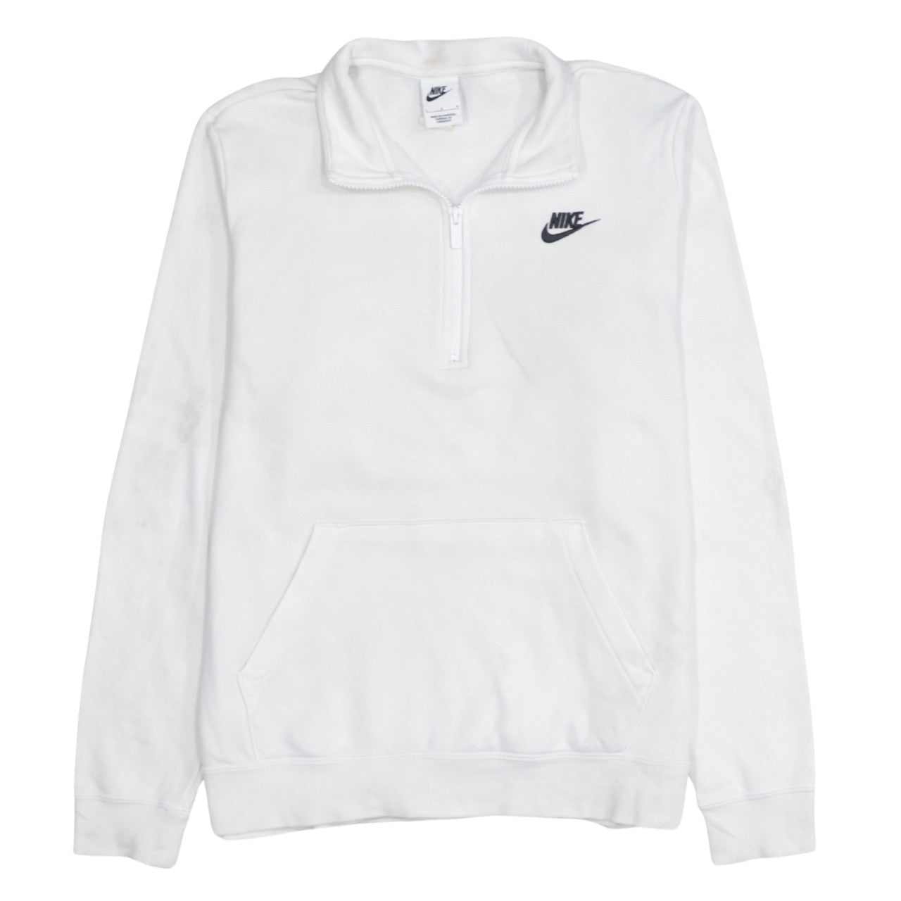 Nike Women White 1/4 Zip Pullover Sweatshirt Size L Cotton Blend