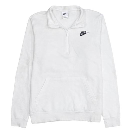 Nike Women White 1/4 Zip Pullover Sweatshirt Size L Cotton Blend
