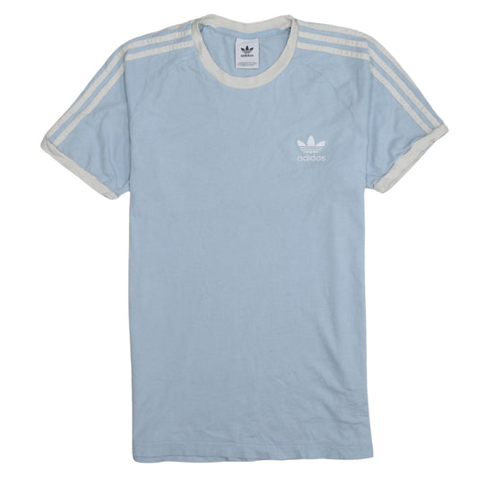 Adidas Men’s Blue Retro 3-Stripes Cotton Crew Neck T-Shirt M