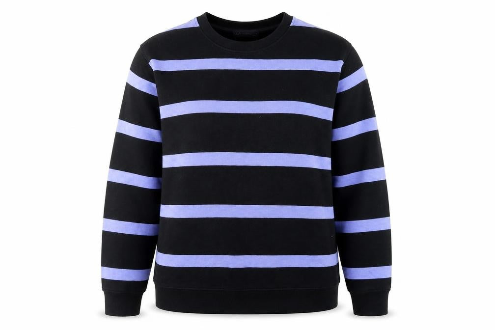 Marks & Spencer Women Black Purple Striped Pullover Sweatshirt M