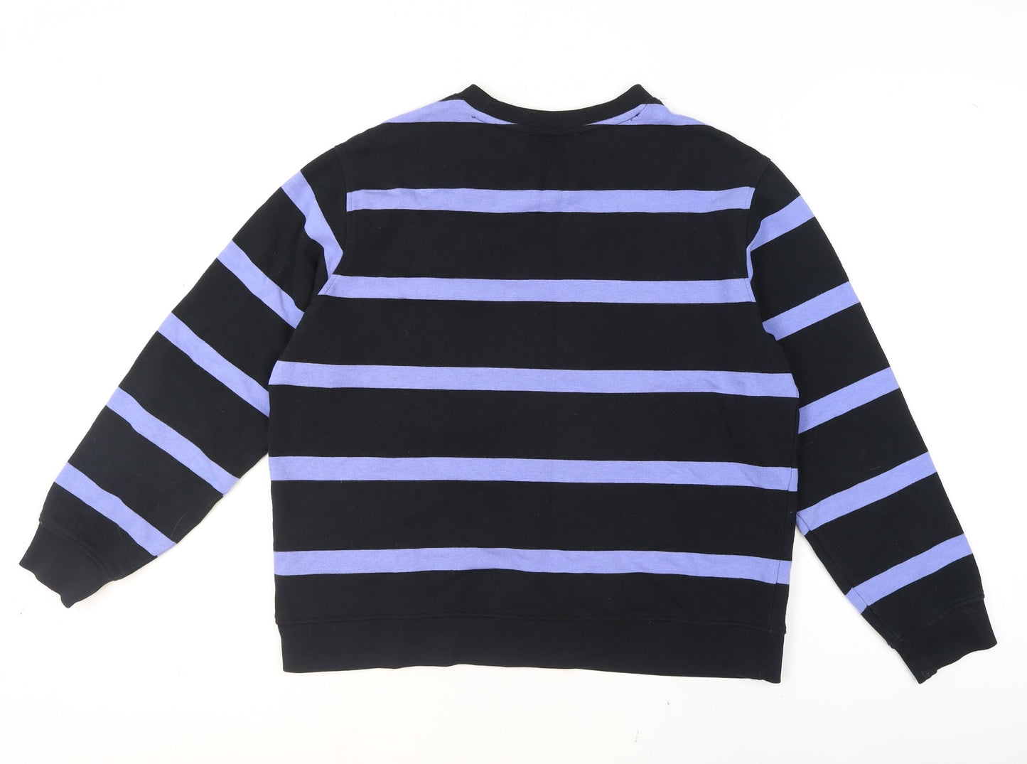 Marks and Spencer Women Black Purple Striped Pullover Sweatshirt M
