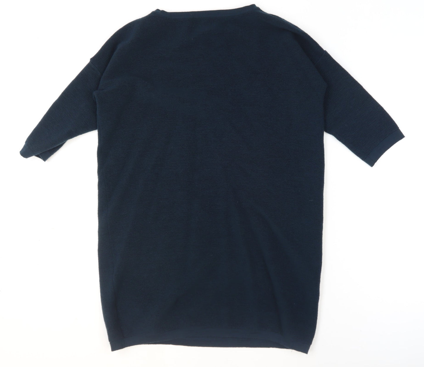 Jigsaw Women Blue Wool Tunic Jumper L 3/4 Sleeve Crew Neck