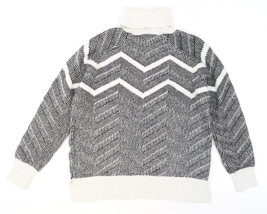 Marks and Spencer Women's Black Roll Neck Chunky Knit Jumper Size 18