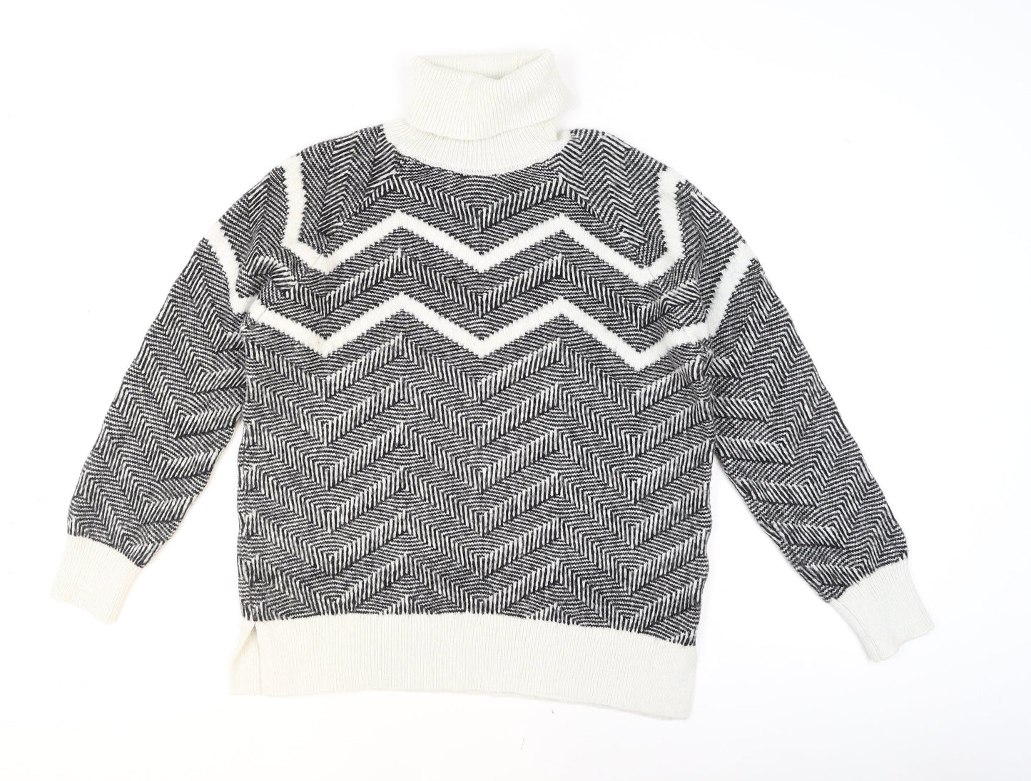 Marks and Spencer Women's Black Roll Neck Chunky Knit Jumper Size 18
