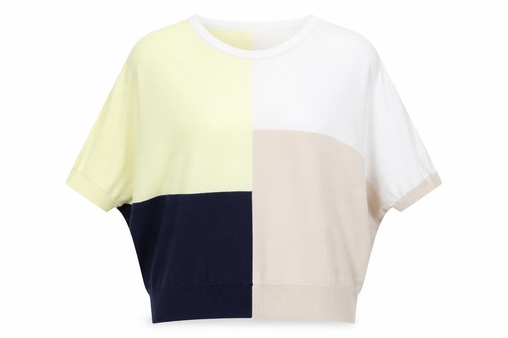 Phase Eight Womens Colour Block Beige Navy Knit Jumper L