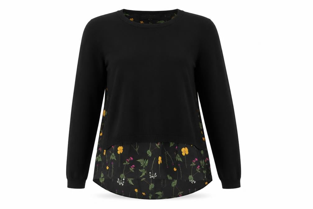 Next Women's Black Floral Hem Pullover Jumper Size 10