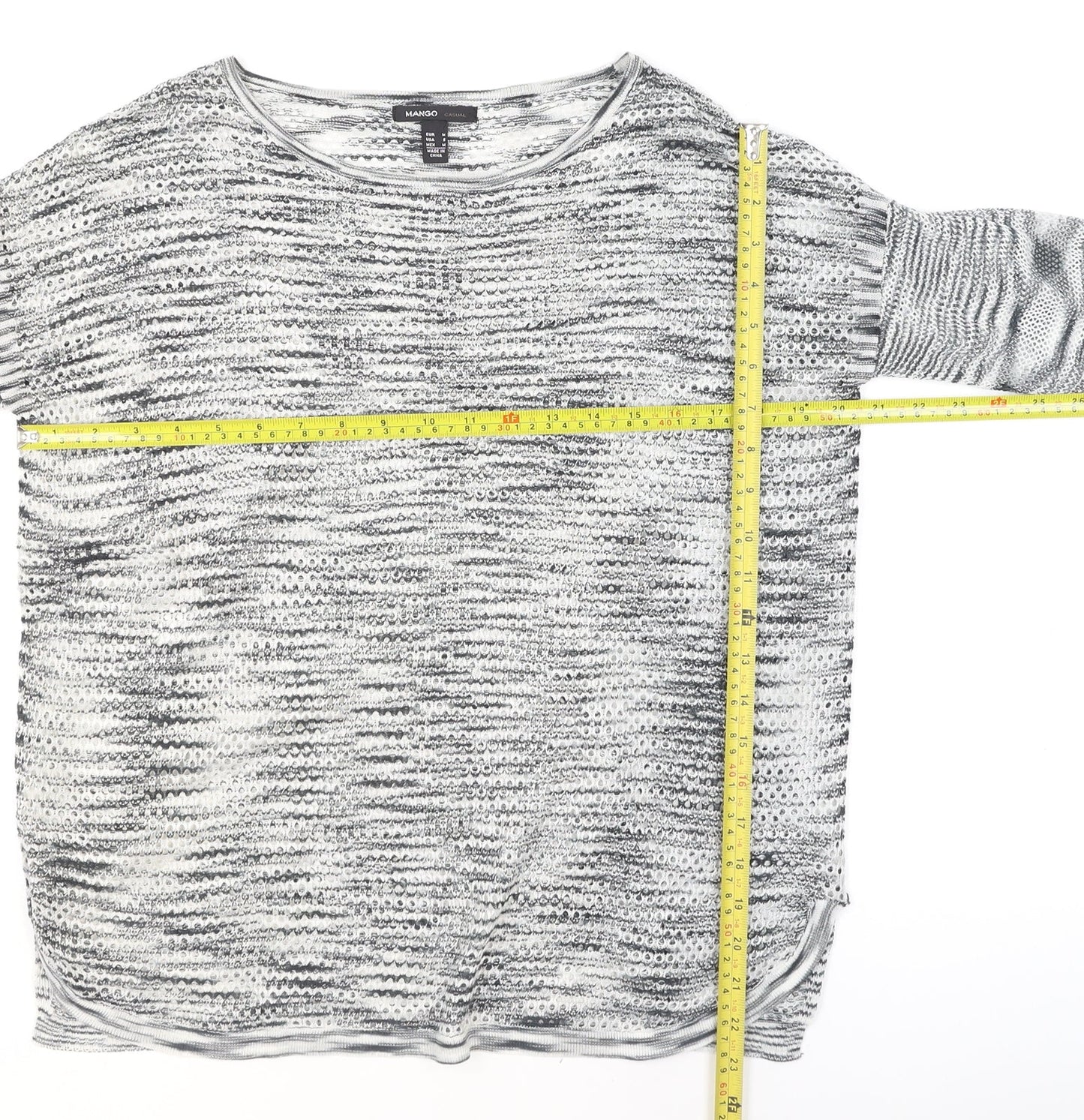 Mango Women Grey Knit Open Pullover Jumper Size 12