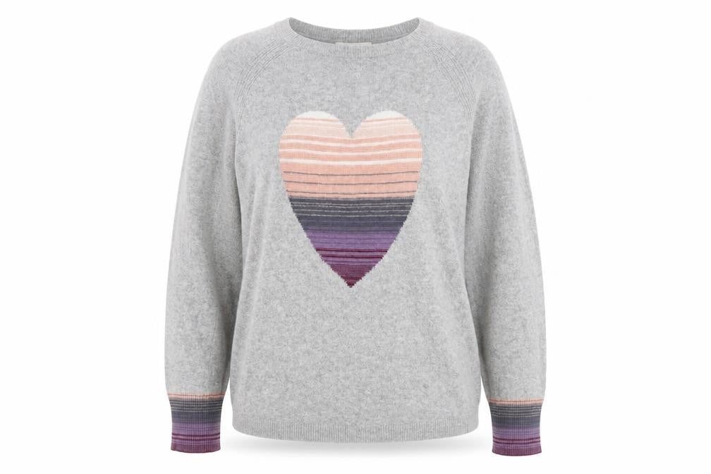 White Stuff Women's Grey Heart Pullover Jumper Size 14